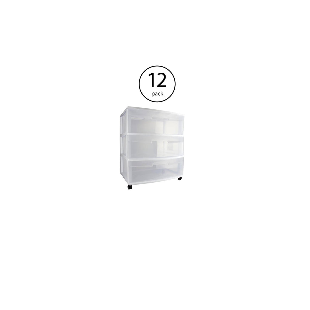 3 Drawer Wide Storage Cart with Caster (12 Pack) R596
