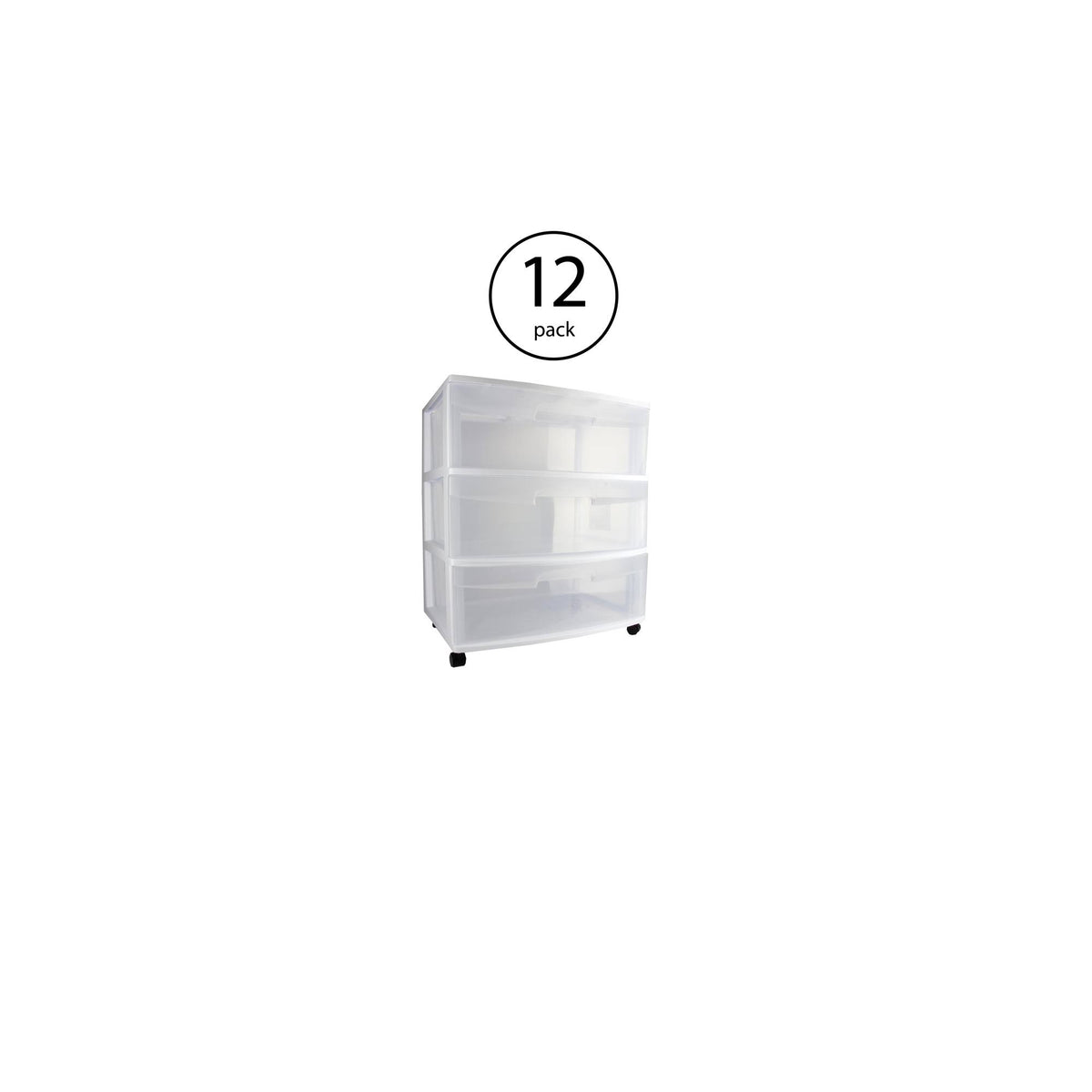 3 Drawer Wide Storage Cart with Caster (12 Pack) R596