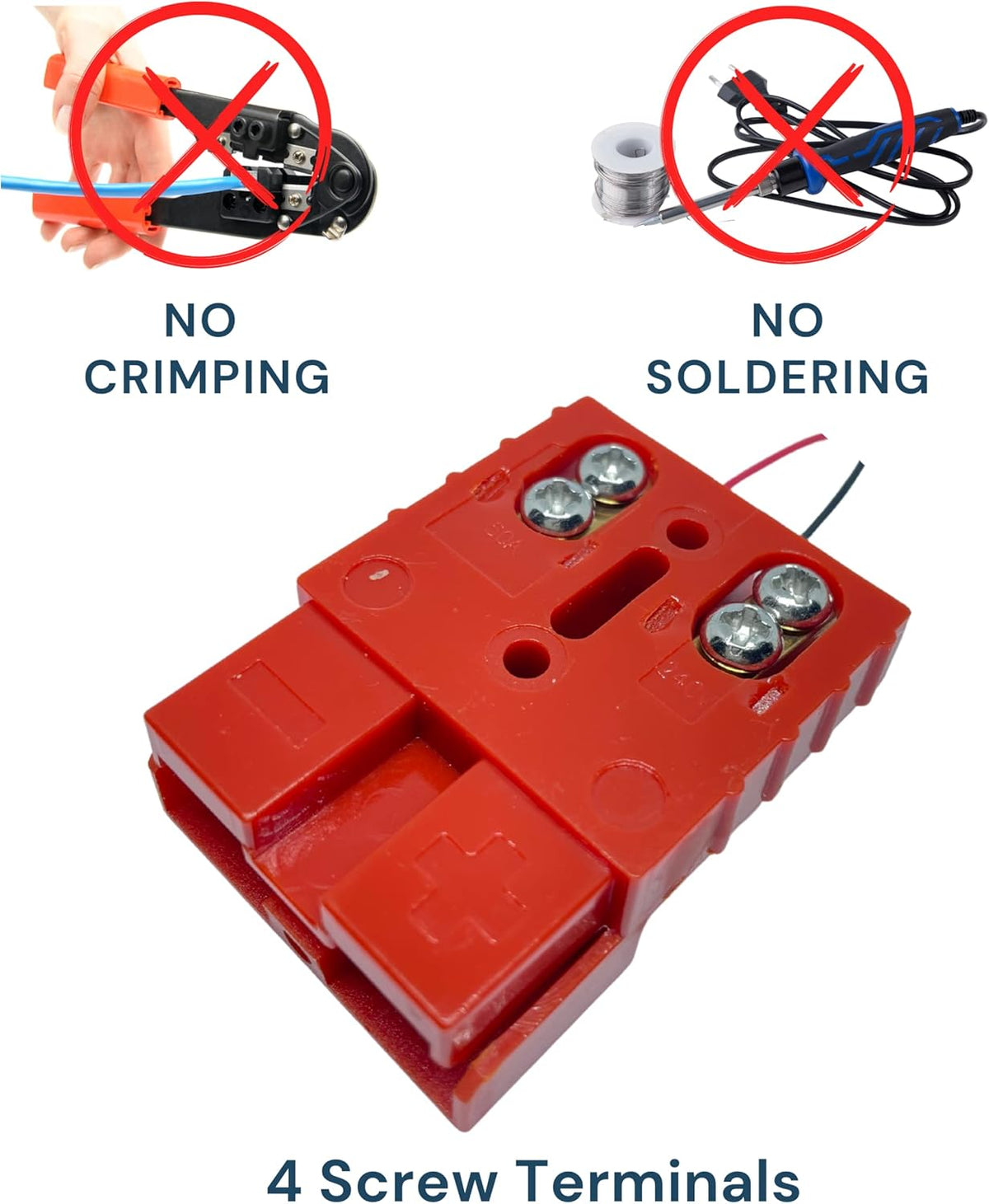 50A Anderson Connector with Dust Cable Sheath Cover, Red 6 pcs E15186