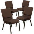 4pk 18.5 inch Navy Blue Fabric Stacking Church Chair H53598