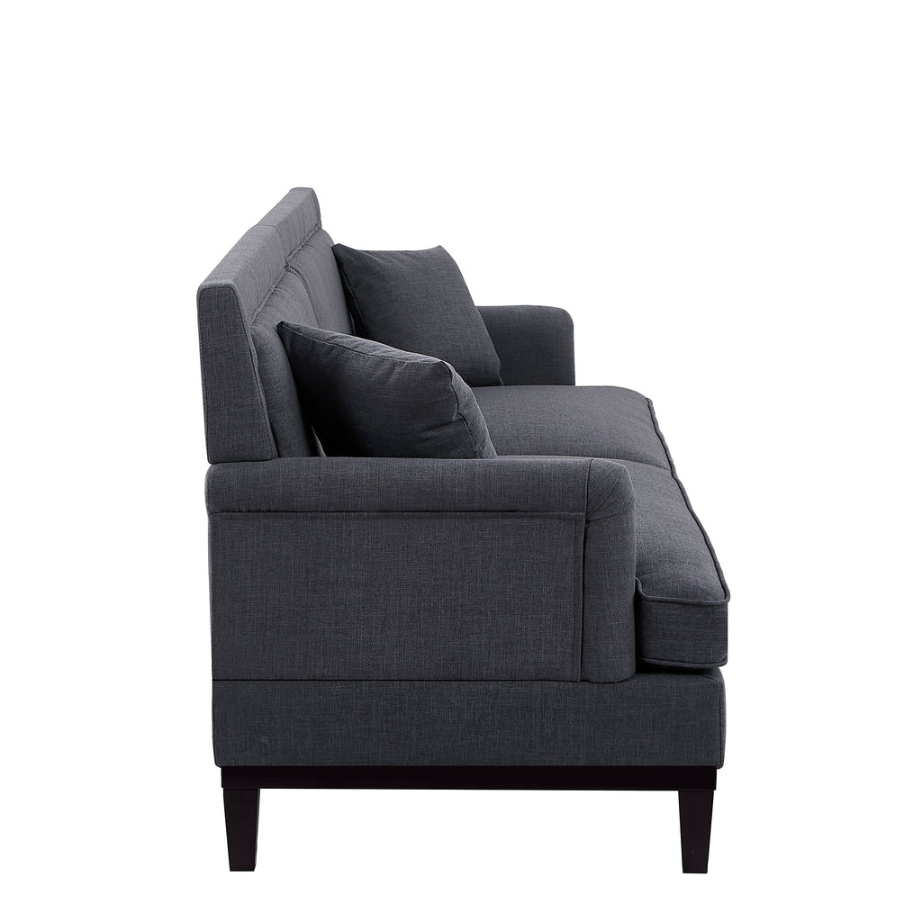 Grey Upholstered Loveseat Sofa with 2 Pillows M390834