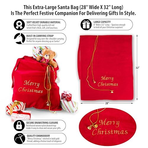 Red Velvet Christmas Bag 28 x 32 Inches I4157