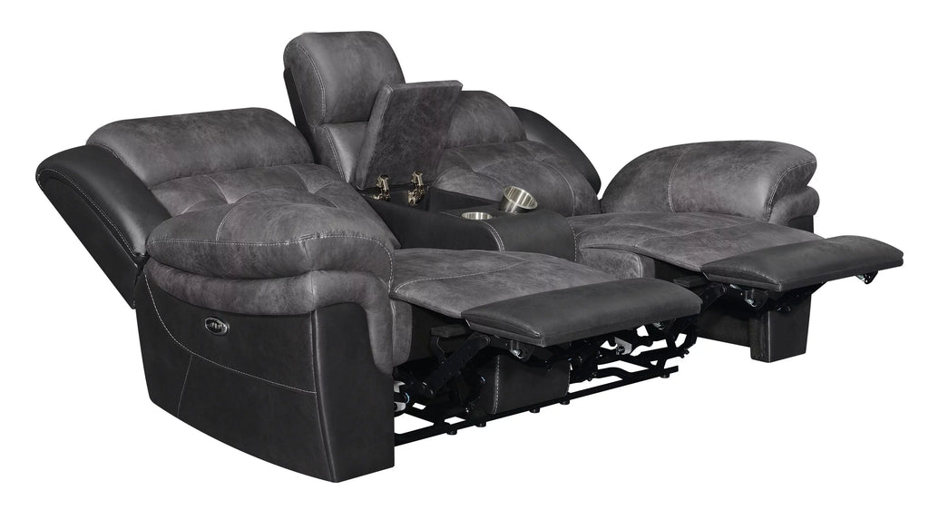 Charcoal and Black Power Loveseat N43100