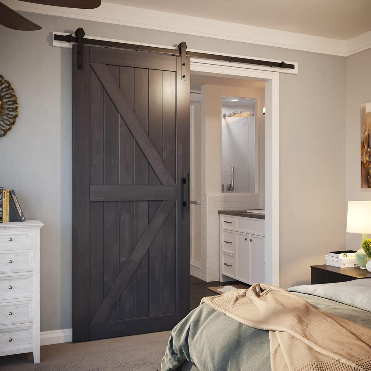 7ft Heavy Duty Sliding Barn Door Hardware Kit P4597