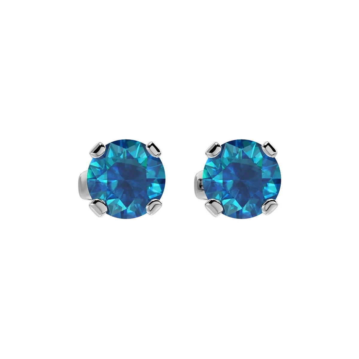 Blue Diamond Stud Earrings in 14 Karat White Gold N43678