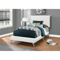 White Leather-Look Twin Size Bed with Chrome Legs Q38942
