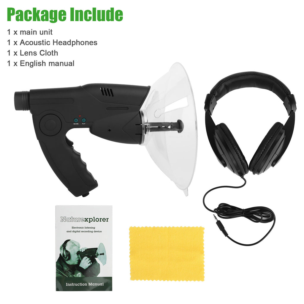 Parabolic Sonic Listening Device Microphone Amplifier 8X Bionic Ear N134