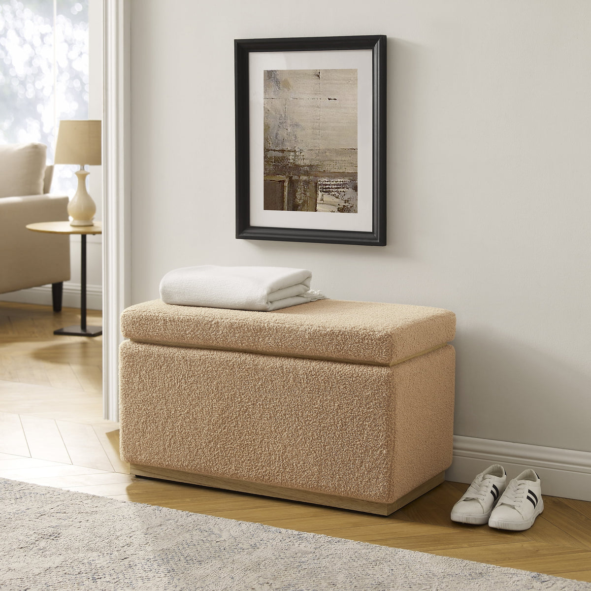 Tan Rectangle Storage Ottoman R3217