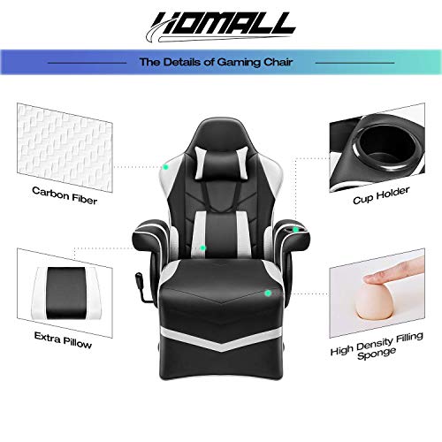 Black Pu Leather Ergonomic Reclining Gaming Sofa Chair with Footrest A718
