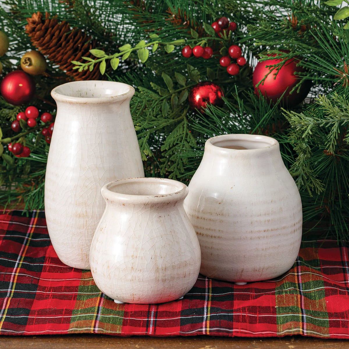 Set of 3 Petite Ceramic Vases White J73447