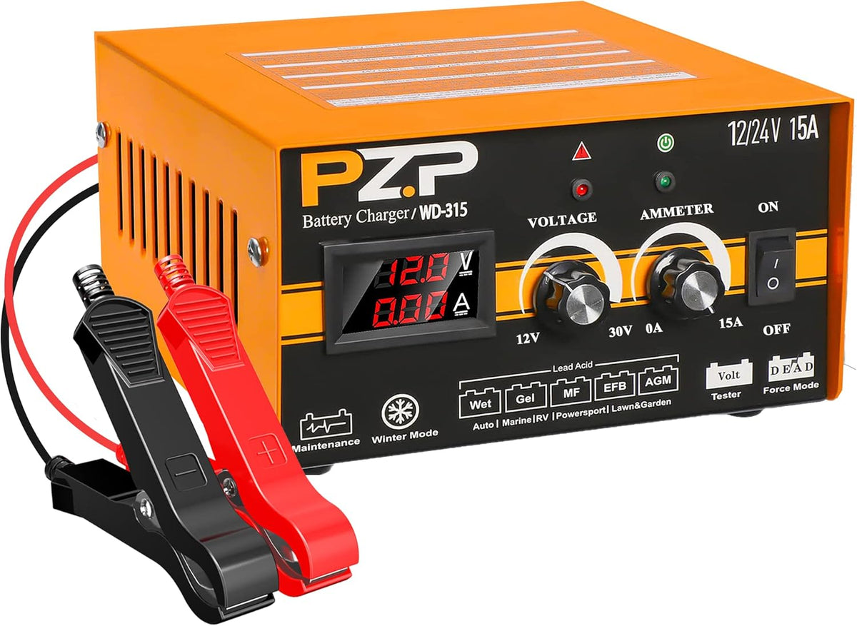 12V/24V Manual Battery Charger Maintainer Trickle Charger F908