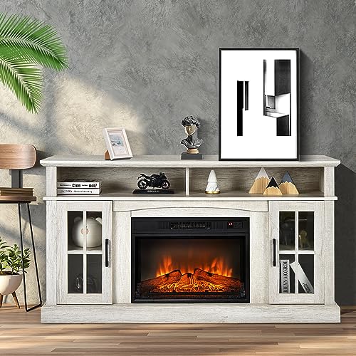 Grey Electric Fireplace TV Stand J38456