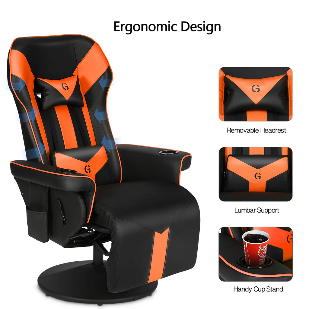 Black Orange Ergonomic Gaming Chair with Footrest G84447