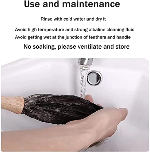 Black 16" 2Pieces Ostrich Feather Duster with Wooden Handle O403
