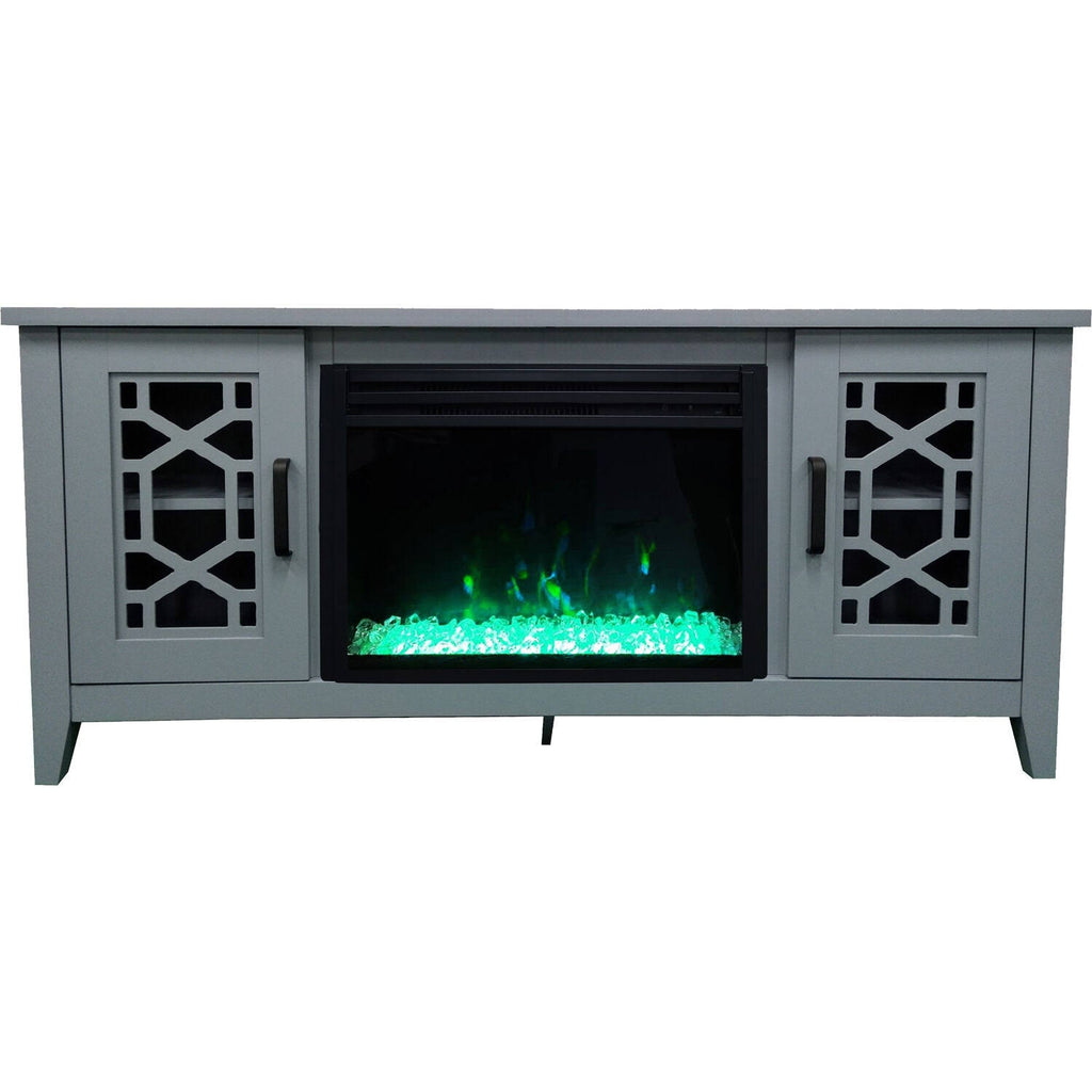 56-in. Slate Blue Electric Fireplace with Crystal Insert U78584
