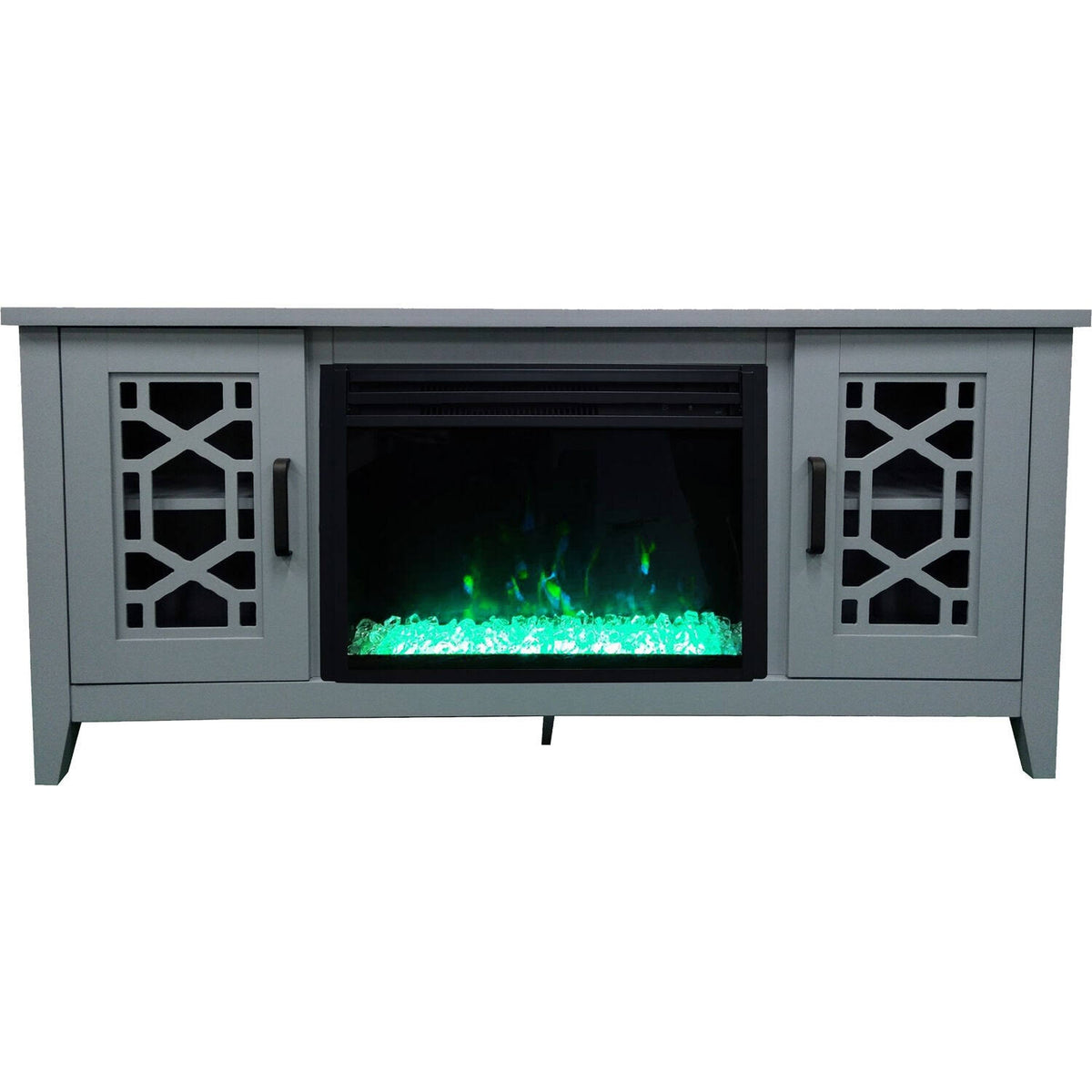 56-in. Slate Blue Electric Fireplace with Crystal Insert U78584