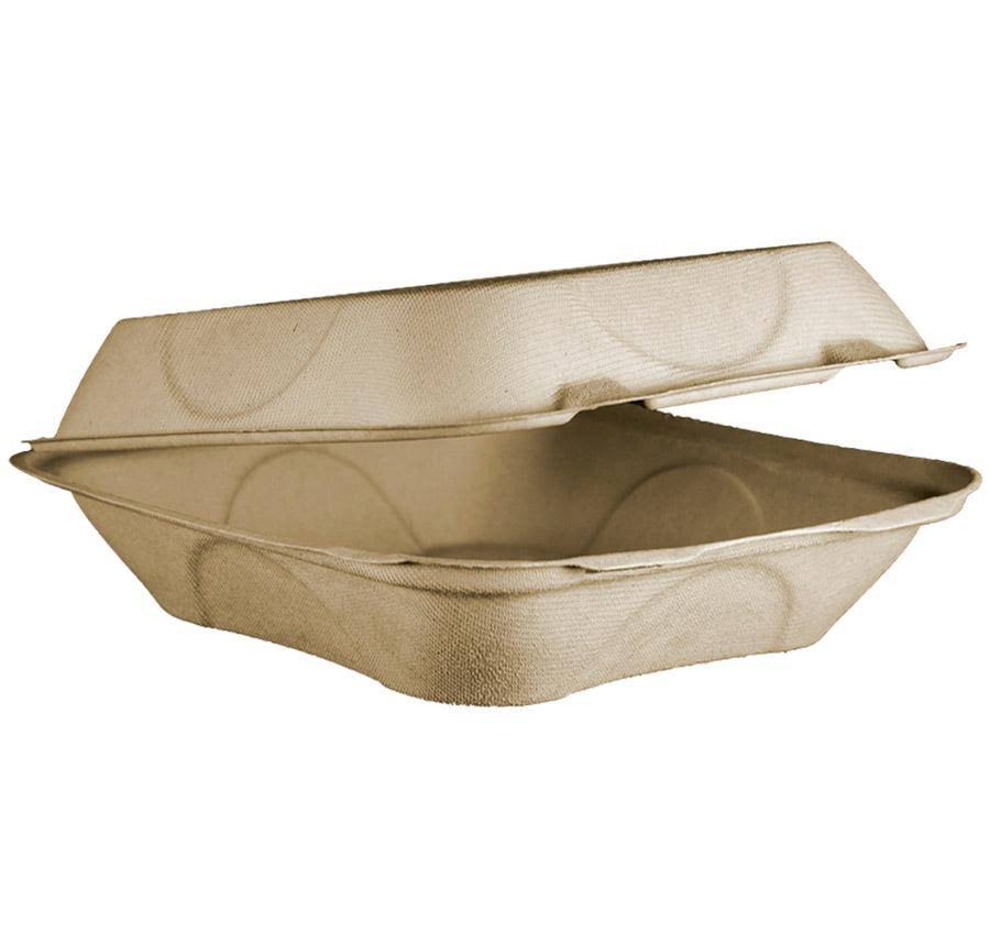 Fiber Hinged Containers 8 x 8 x 3 Natural 300/Carton O714
