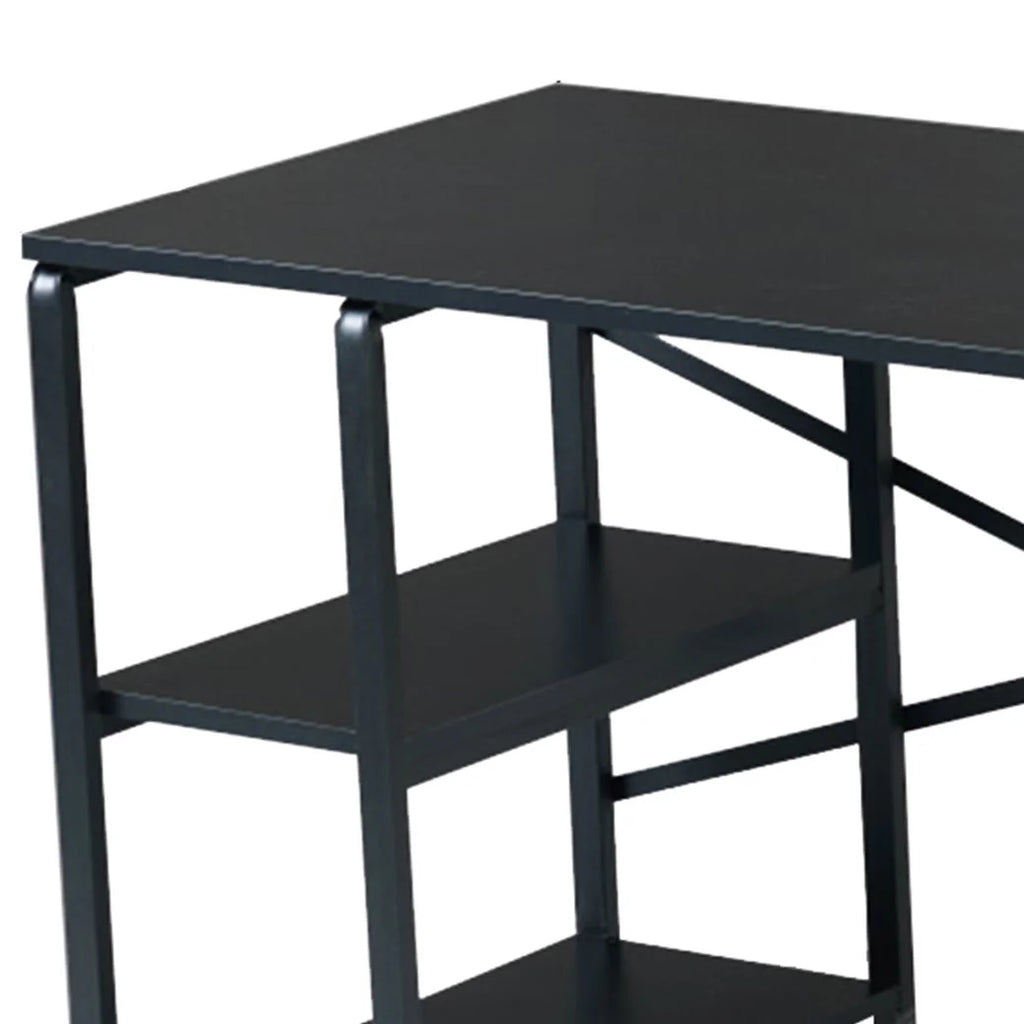 Black Computer Desk with 2 Shelves E662076