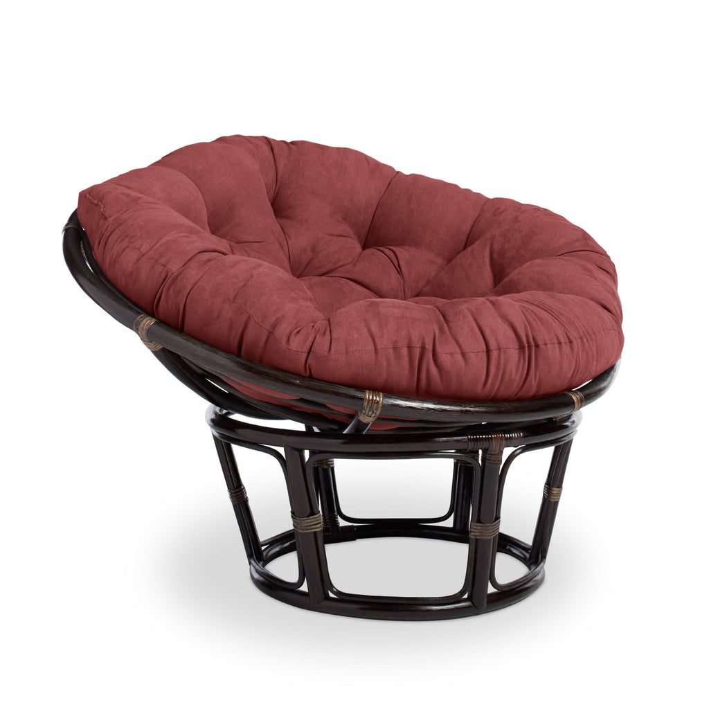 Red Wine Microsuede Rattan Papasan Chair with Cushion B251459