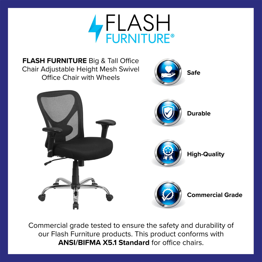 Black Mesh Ergonomic Task Office Chair with Adjustable Back and Arms N2654