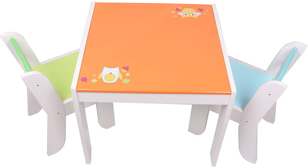 Orange Owl Wooden Kids Table and Chair Set T86630