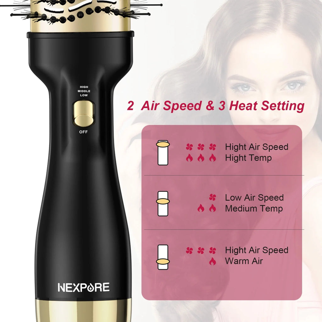 4 in 1 Negative Ion Ceramic Titanium Hot Air Brush T9454