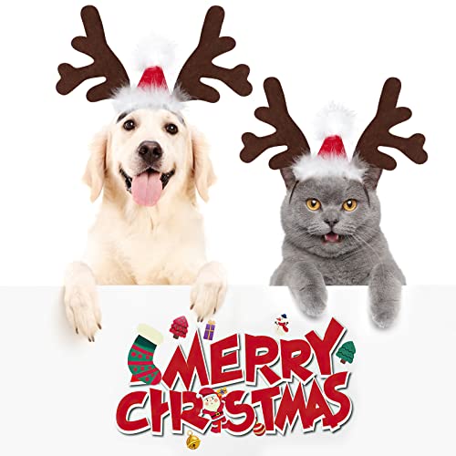 Dog Christmas Antler Headband with Santa Hat X130034