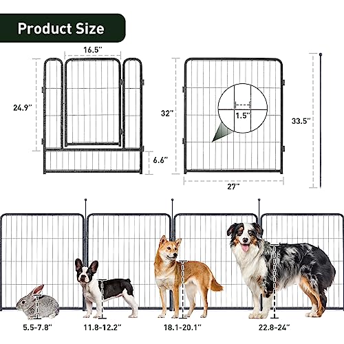 32" Height 16 Panels Foldable Dog Playpen C237