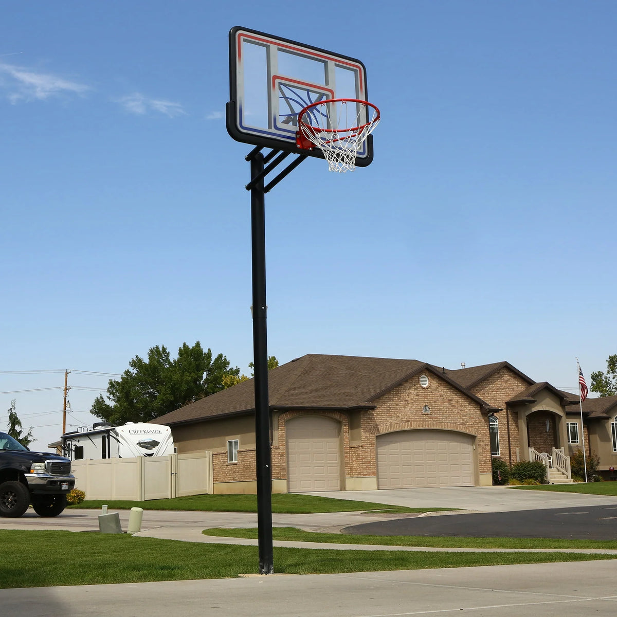 Adjustable Inground Basketball Hoop 44 inch Polycarbonate Q9587