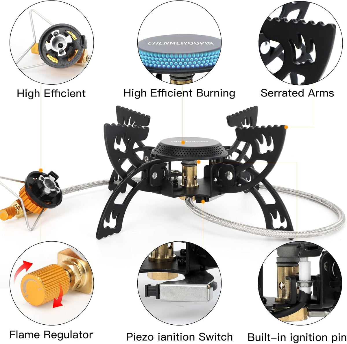 Portable Camping Stove with Adapter Wok Stand Q75110