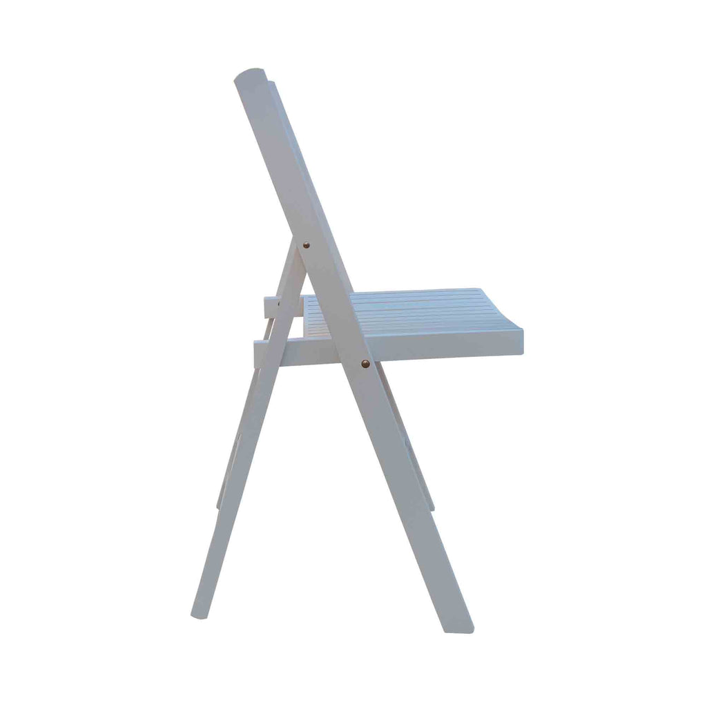 Chaises pliantes en bois à lattes, Blanc, lot de 4 G918580