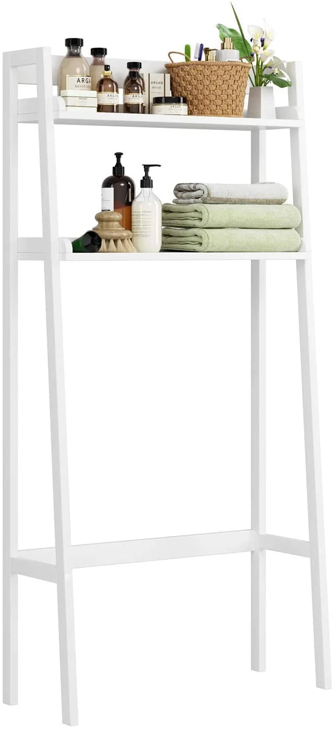 2-Tier White Over the Toilet Bathroom Shelf F818503
