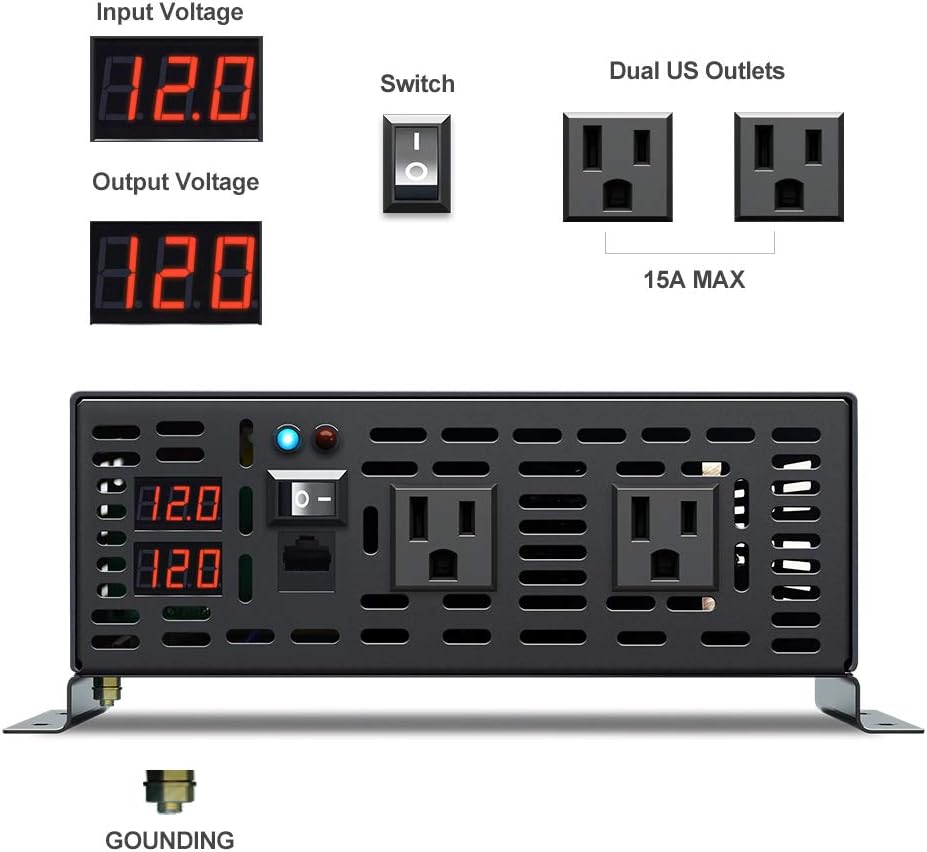 1500W 12V Pure Sine Wave Power Inverter with Remote Controller X132