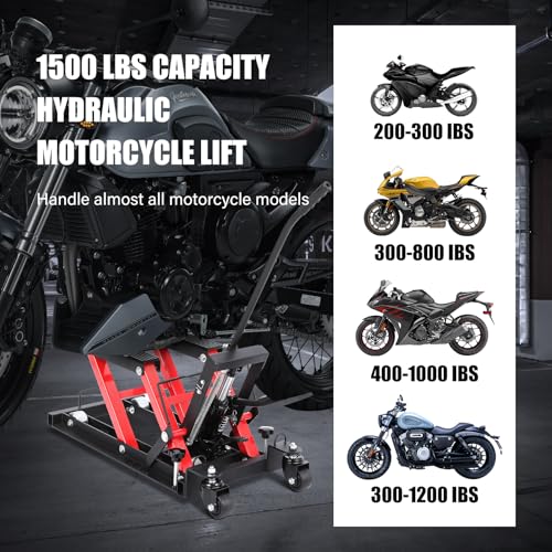 Heavy Duty Motorcycle Lift with Foot Pedal & 4 Locking Wheels R30668