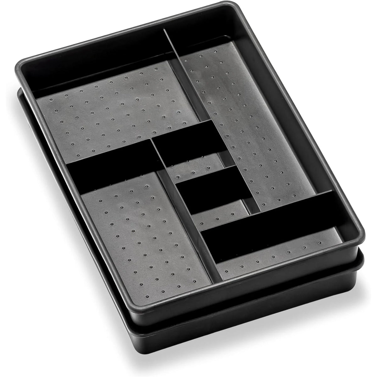 Set of 2 Plastic 6-Compartment Drawer Organizer Trays, Granite, 10.75 x 7.5 x 2.6 inches T58723