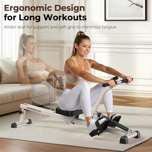 Compact Adjustable Rowing Machine 300LBS Weight Capacity 12 Levels Resistance Foldable Hydraulic Rower Q86963
