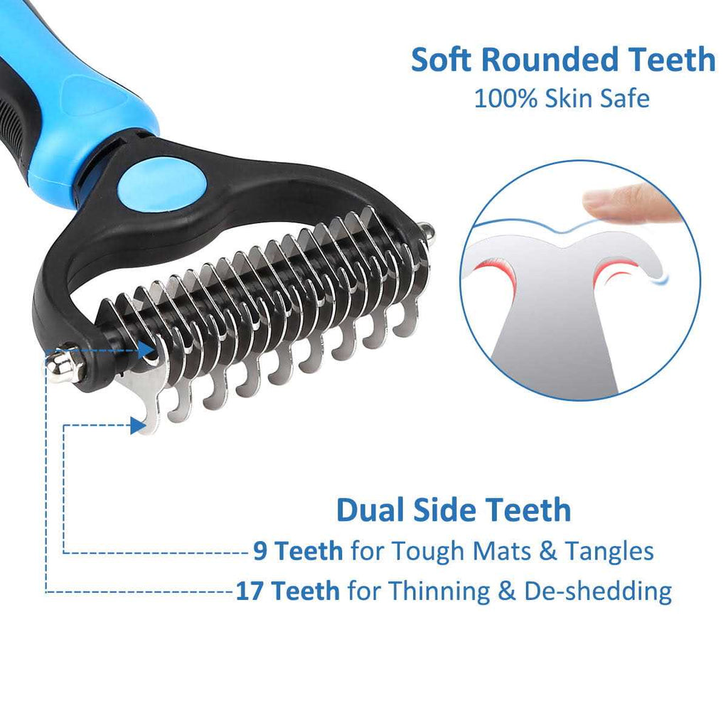Dematting Brush Undercoat Rake for Dogs & Cats 2 Sided Grooming Tool A285