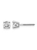 14K White Gold Diamond Solitaire Stud Earrings with Screwbacks G62625