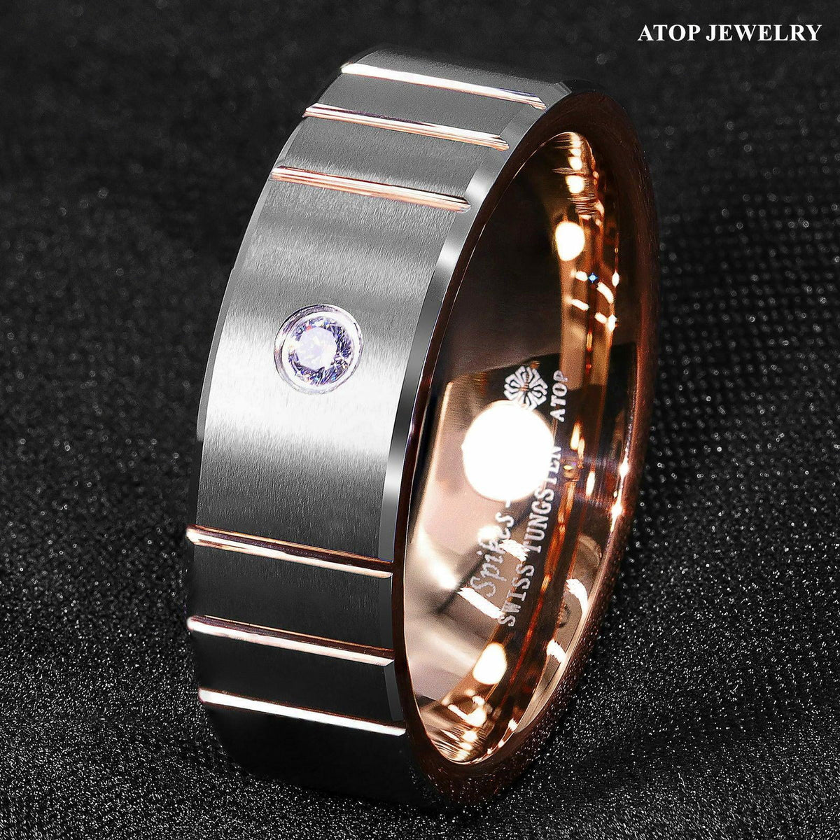 6mm Brushed Silver Rose Gold Tungsten Rings H867967
