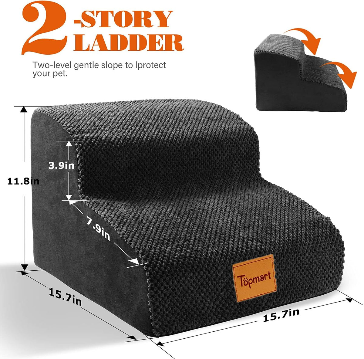 High Density Foam Pet Steps 2 Tiers, Non-Slip Dog Stairs Z163