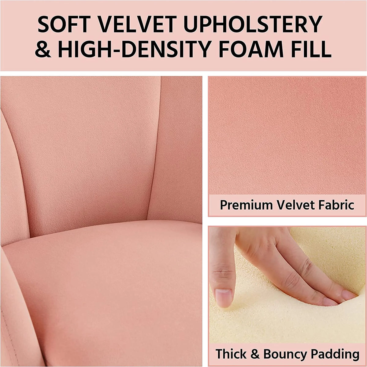 Flower Velvet Barrel Accent Chair with Golden Metal Legs, 2 Pieces I25669