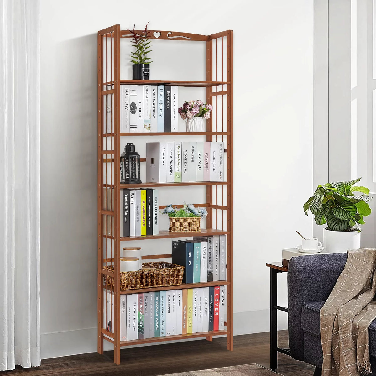 Bamboo 6 Tiers Open Bookshelf Y448