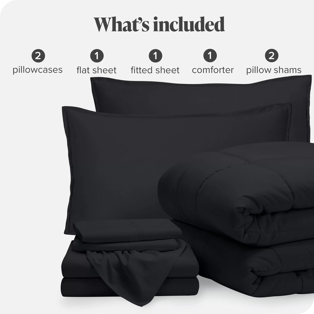 7 Piece Black Bed-in-a-Bag King R967937