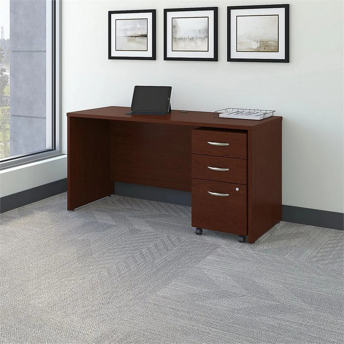 Mahogany Office Desk with Drawers H406