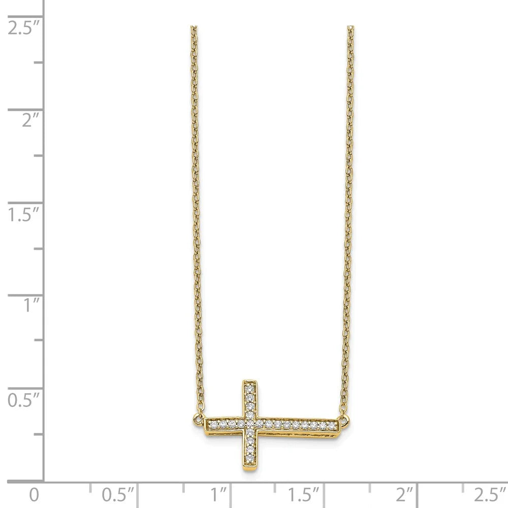 14kt Yellow Gold Diamond Cross Necklace C3728