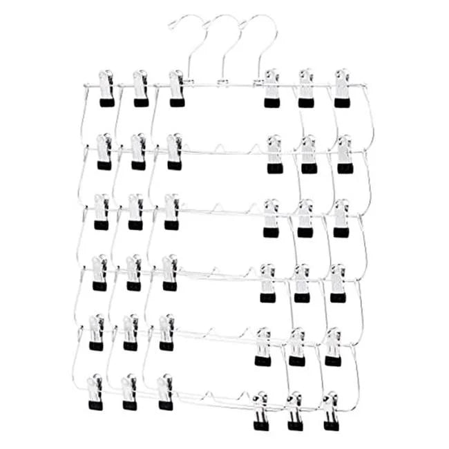 Chrome Metal 6-Tier Skirt Hanger 3-Pack M7597