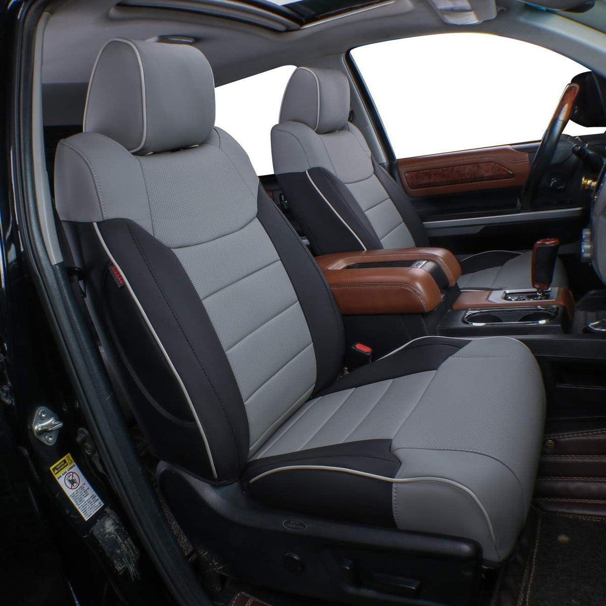 Custom Fit Full Set Car Seat Covers Leatherette Black Gray J8662