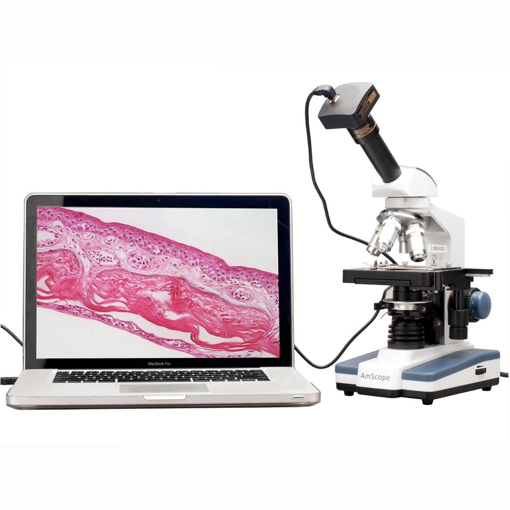 40X-2000X LED Monocular Compound Microscope with Mechanical Stage and Digital Camera D87945