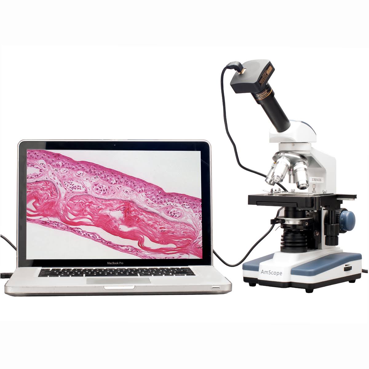 40X-2000X LED Monocular Compound Microscope with Mechanical Stage and Digital Camera D87945