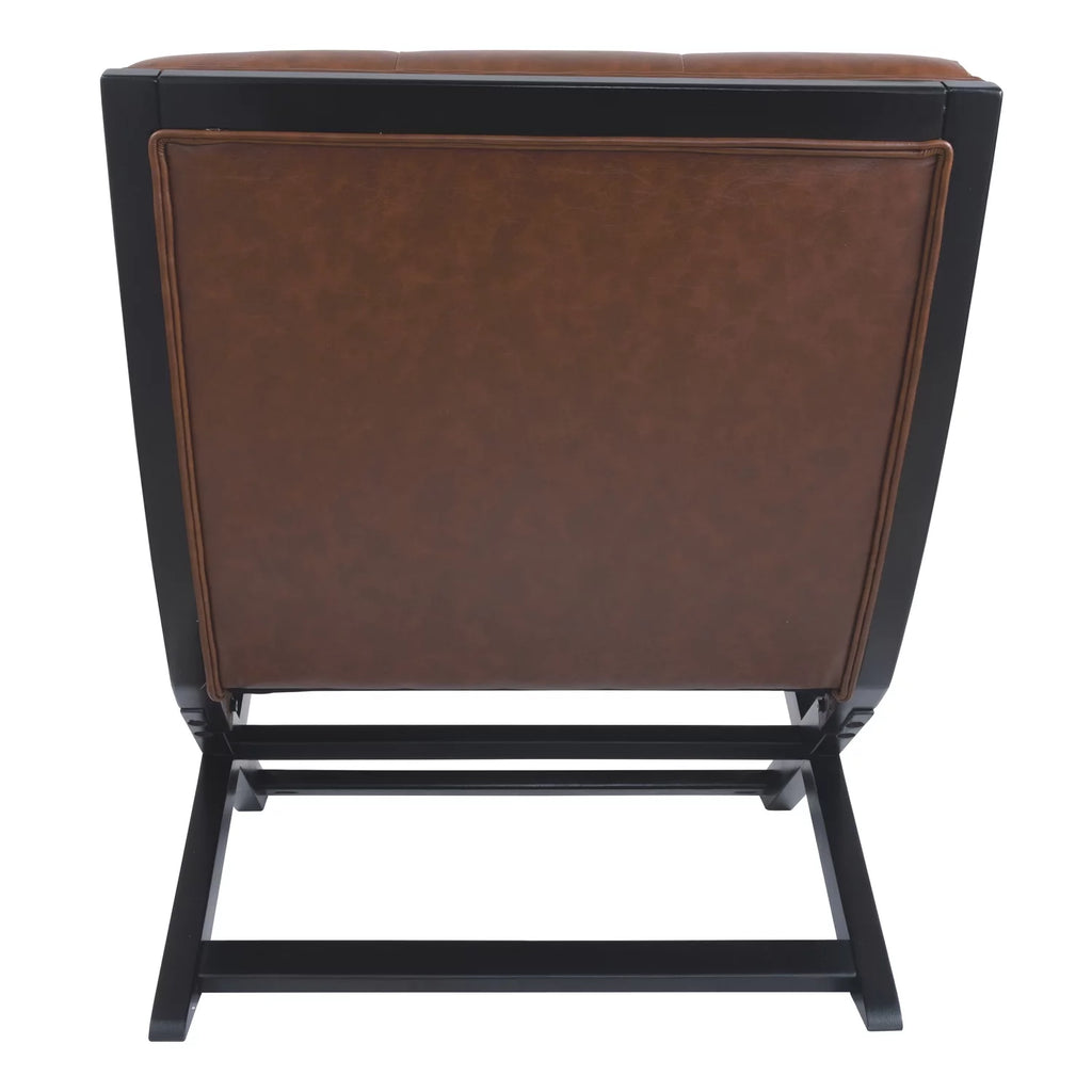 Brown Wood and Faux Leather Accent Chair L982623